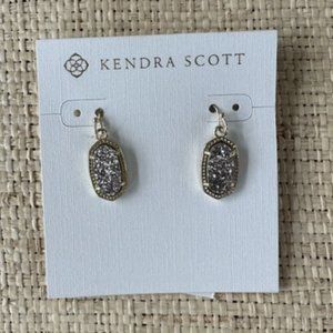 NWT Kendra Scott Lee Earrings, Gold in Platinum Drusy